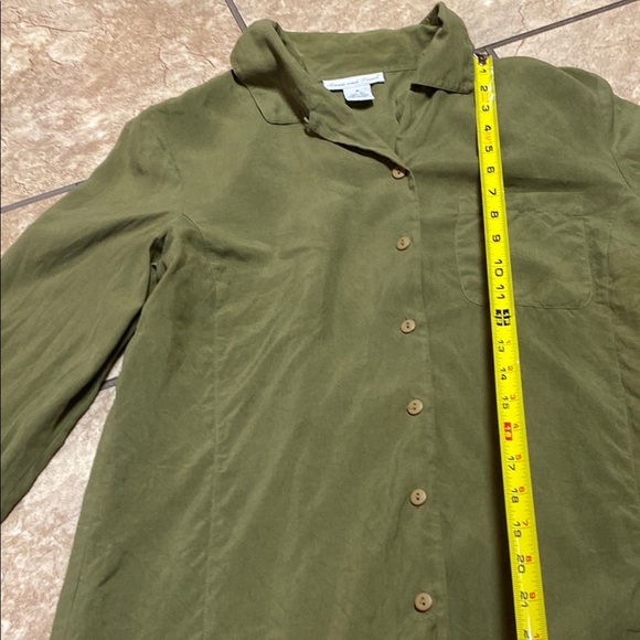 Silk Vintage Anna and Frank Medium Olive Green Long Sleeve Shirt - Picture 1 of 13